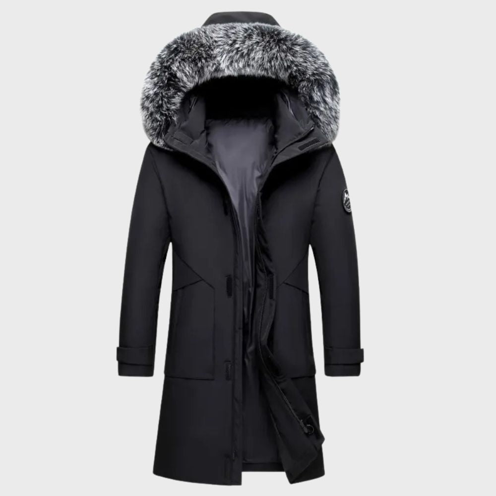 Nolan™ | Men's Longline Hooded Parka with Faux-Fur Trim