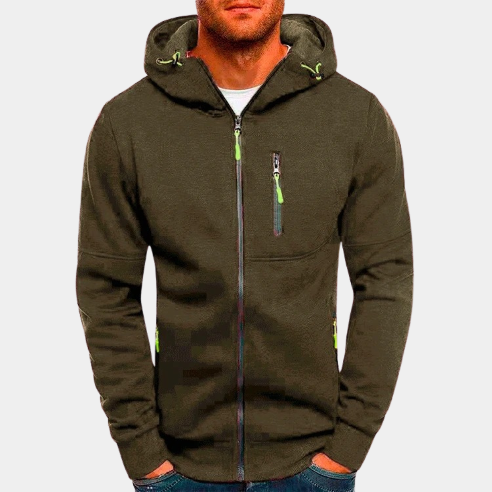 Lazare™ | Men's Full Zip Hoodie with Contrast Zip Pockets