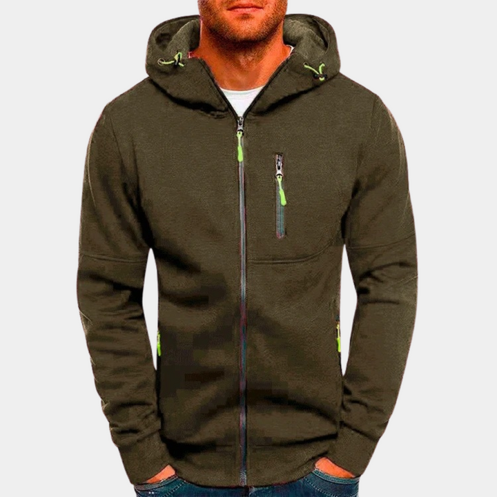 Lazare™ | Men's Full Zip Hoodie with Contrast Zip Pockets
