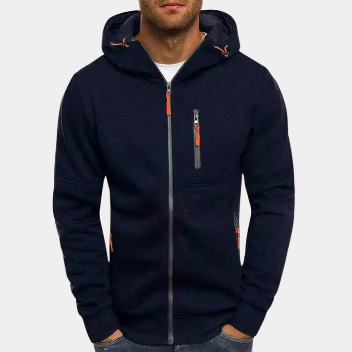 Lazare™ | Men's Full Zip Hoodie with Contrast Zip Pockets