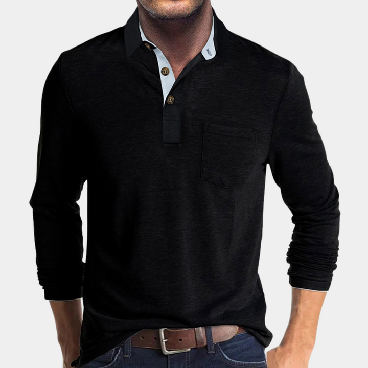 Truman™ | Men's Long Sleeve Polo with Chest Pocket