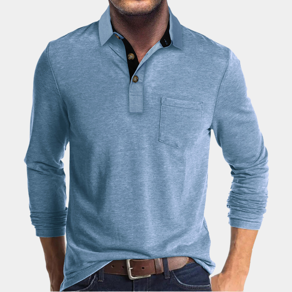 Truman™ | Men's Long Sleeve Polo with Chest Pocket
