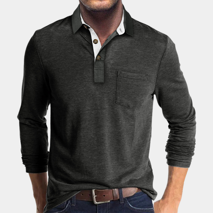Truman™ | Men's Long Sleeve Polo with Chest Pocket
