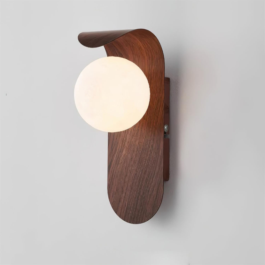 Wood Wall Light with Opal Globe Shade — view 9