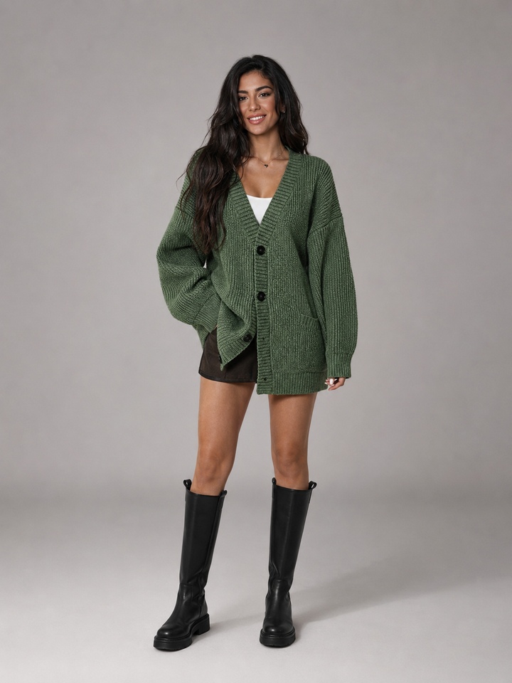 Chunky Knit Oversized V-Neck Cardigan