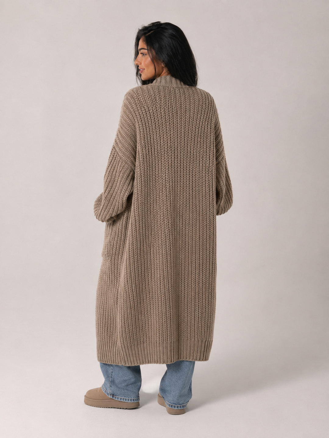 Chunky Knit Longline Open Front Cardigan
