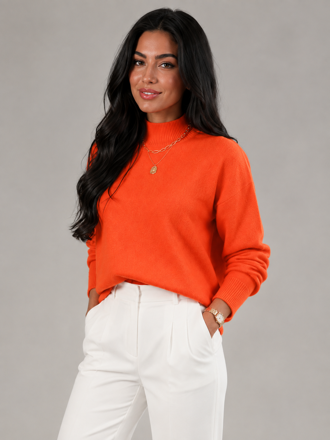 Fine Knit Mock Neck Sweater