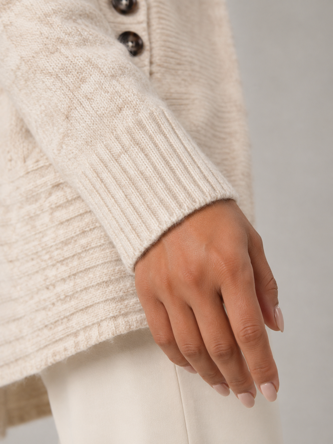 Knit Shawl Collar Cardigan with Button-Tab Waist