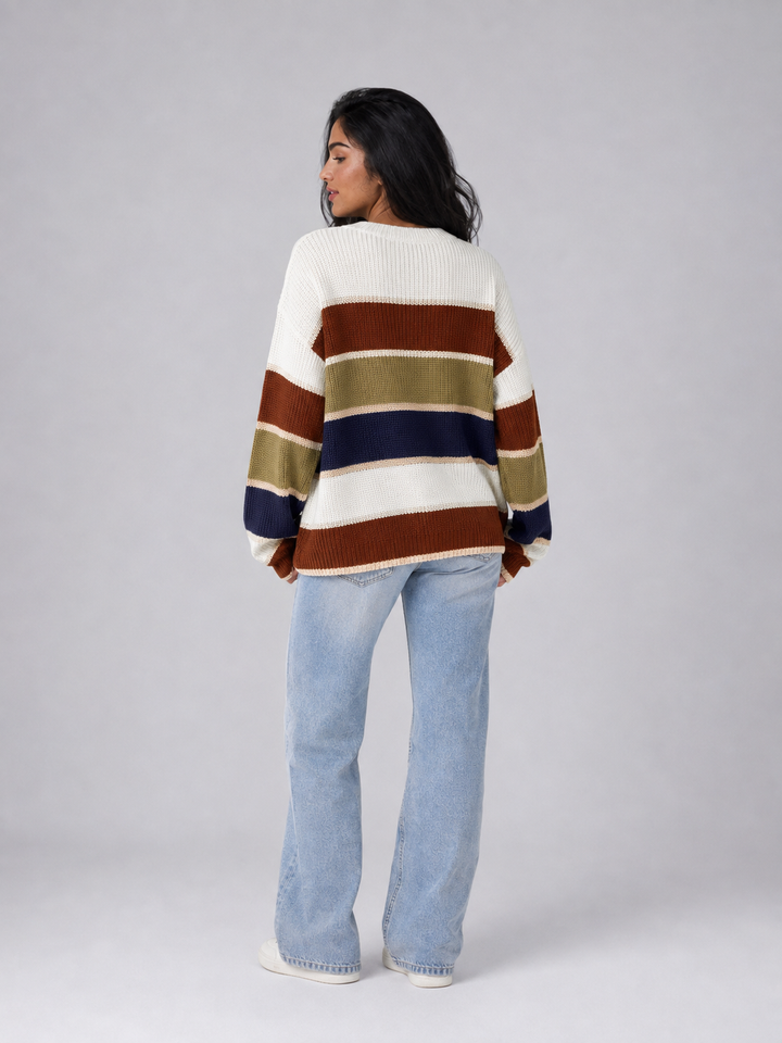 Striped Knit Crewneck Sweater