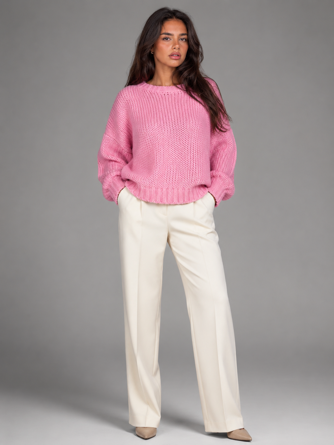 Chunky Knit Oversized Crewneck Sweater
