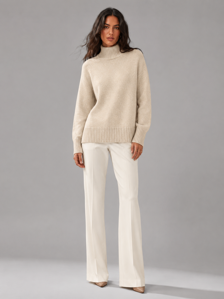 Oversized Turtleneck Knit Sweater with Raglan Sleeves