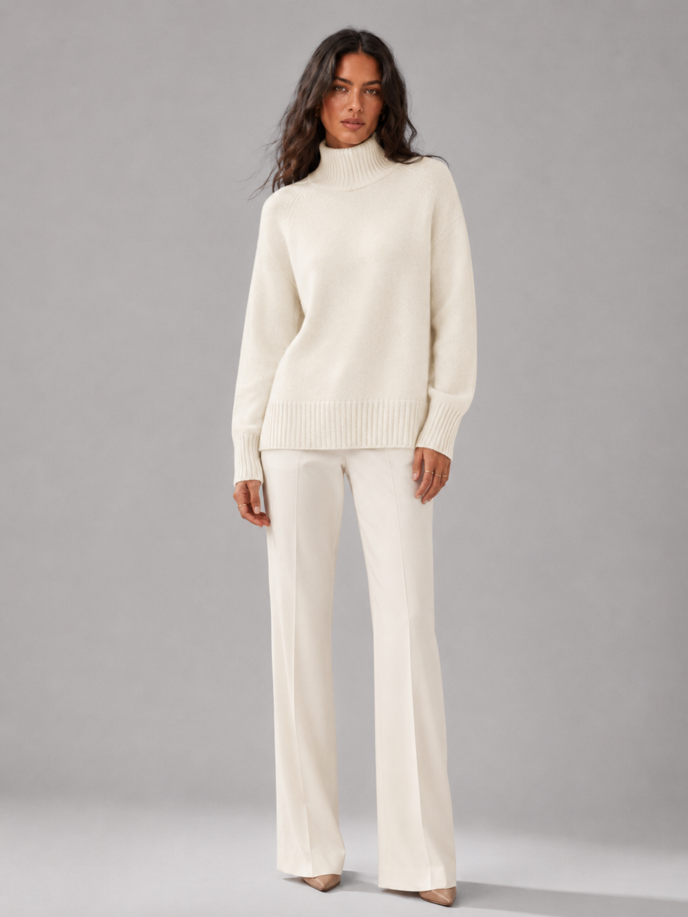Oversized Turtleneck Knit Sweater with Raglan Sleeves