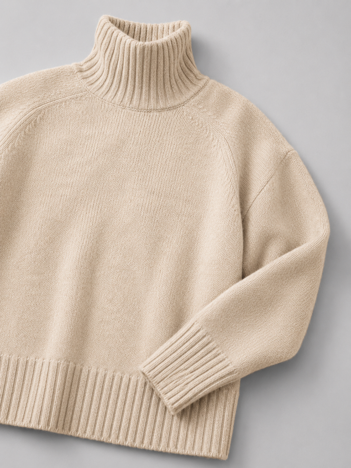 Oversized Turtleneck Knit Sweater with Raglan Sleeves