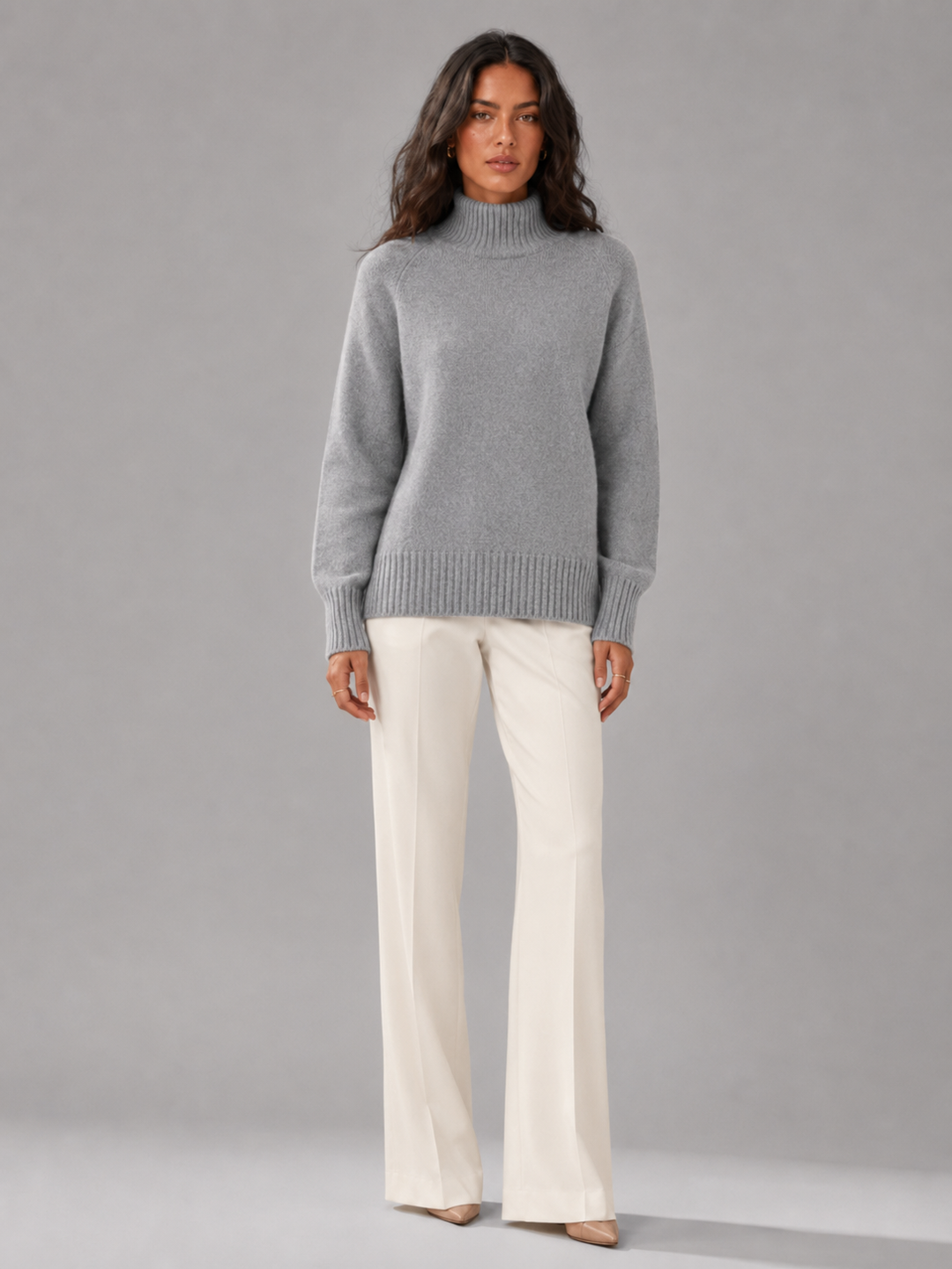 Oversized Turtleneck Knit Sweater with Raglan Sleeves