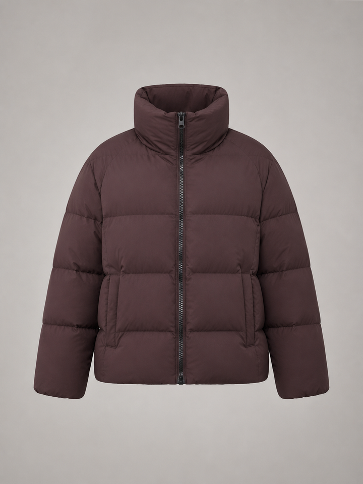 Funnel Neck Quilted Puffer Jacket with Zip Front
