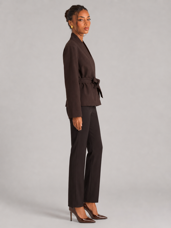 Belted Wrap Jacket with Shawl Collar