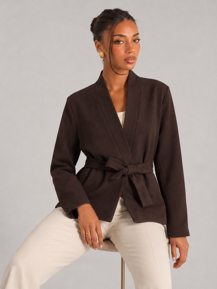 Belted Wrap Jacket with Shawl Collar