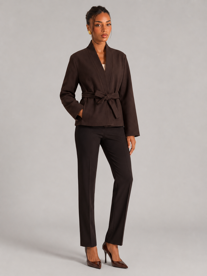 Belted Wrap Jacket with Shawl Collar