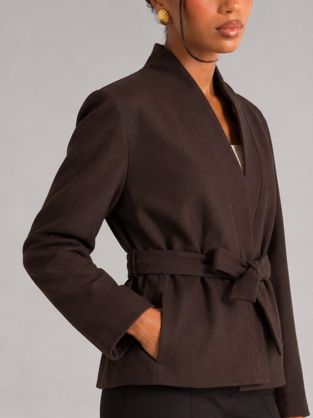 Belted Wrap Jacket with Shawl Collar