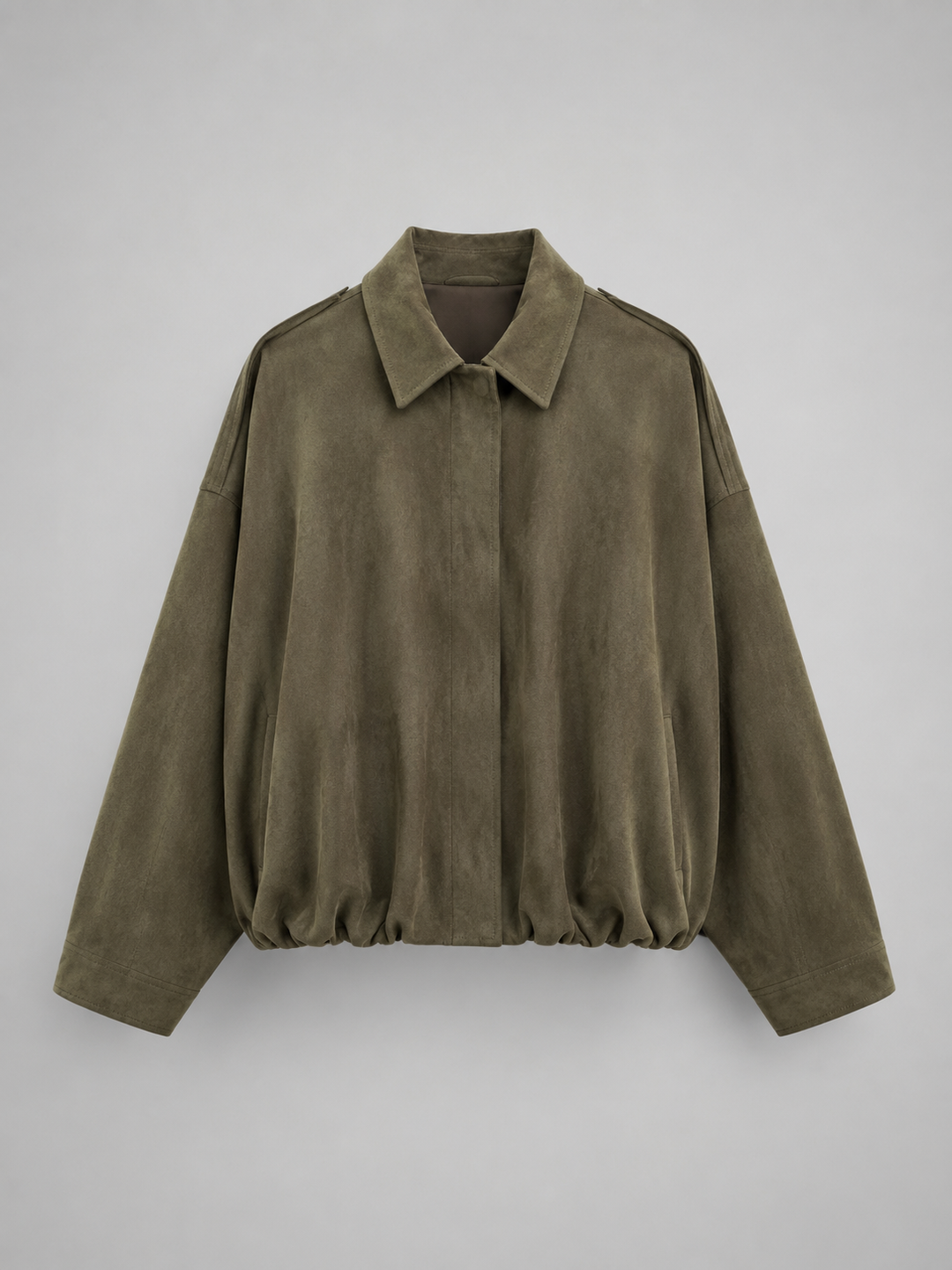 Faux Suede Oversized Shirt Jacket