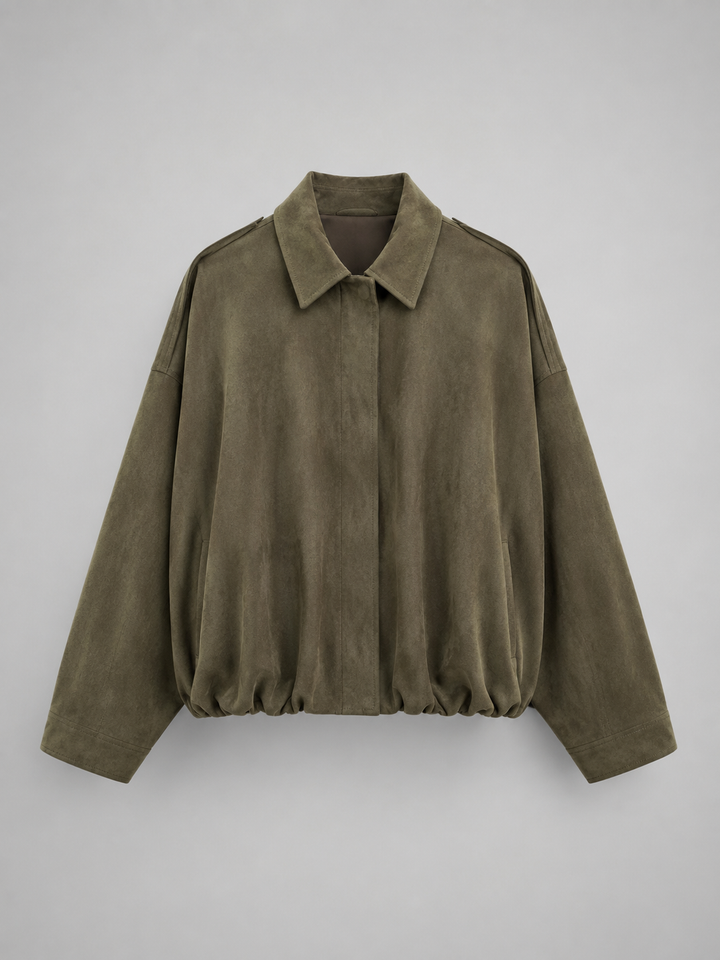 Faux Suede Oversized Shirt Jacket
