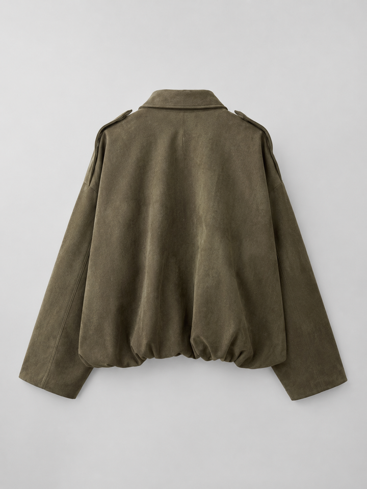 Faux Suede Oversized Shirt Jacket