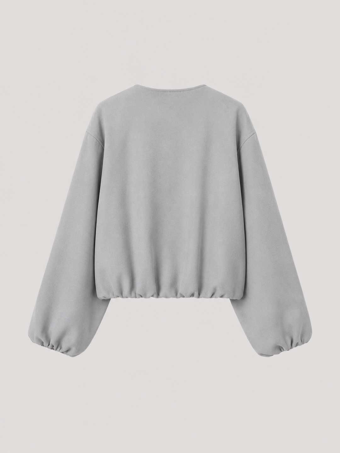 Cropped Zip Bomber Jacket with Balloon Sleeves