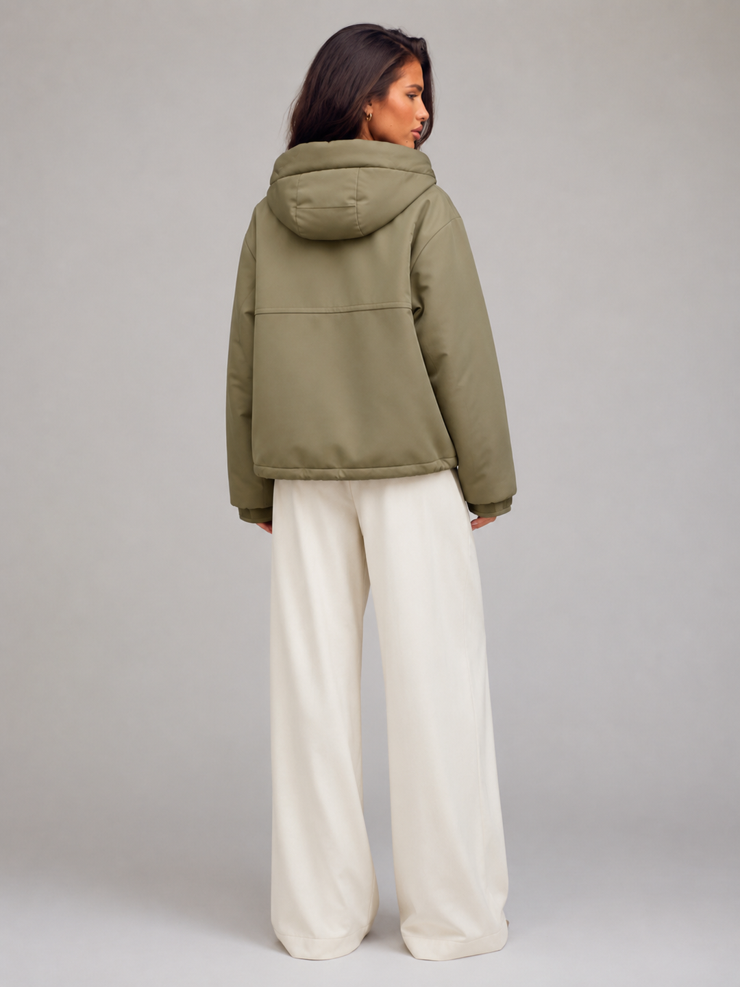 Green Hooded Puffer Jacket with Insulated Fill