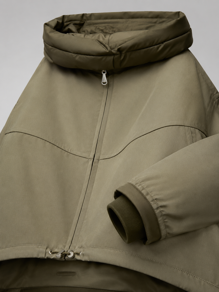 Green Hooded Puffer Jacket with Insulated Fill