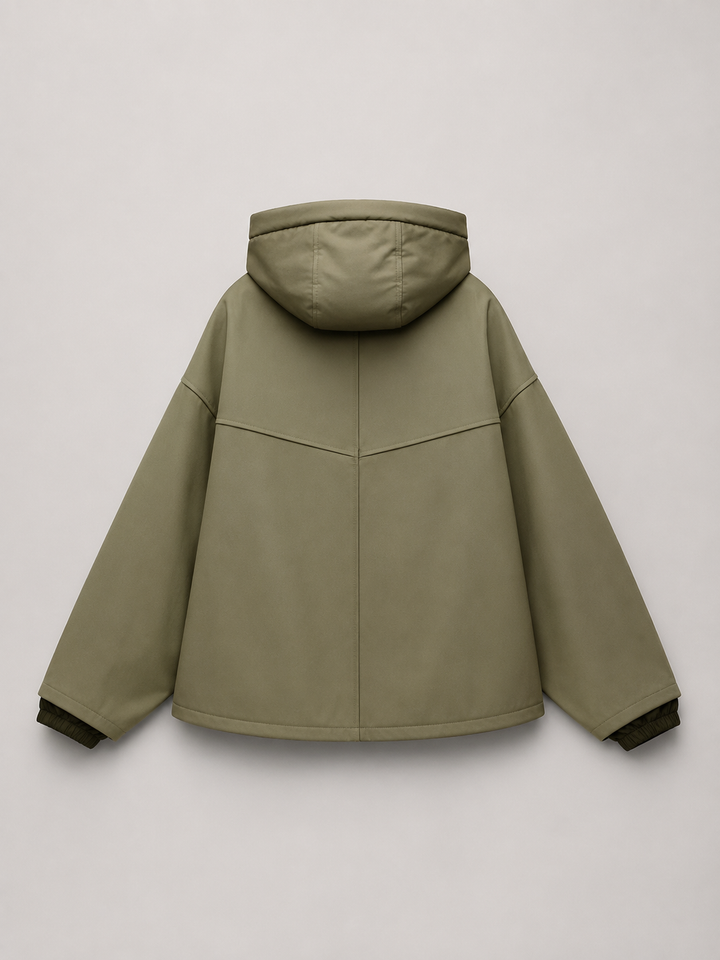 Green Hooded Puffer Jacket with Insulated Fill