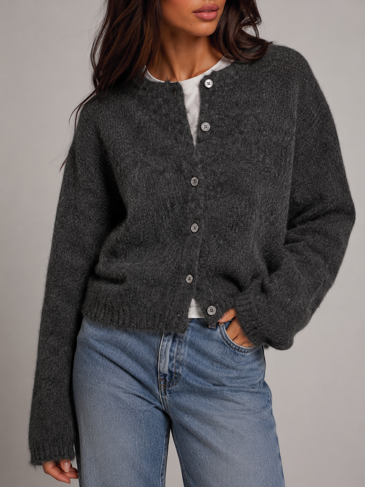 Fuzzy Knit Button-Through Cardigan