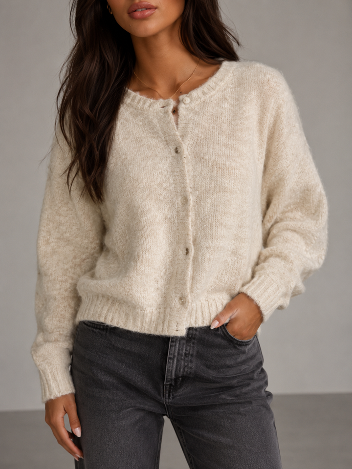 Fuzzy Knit Button-Through Cardigan