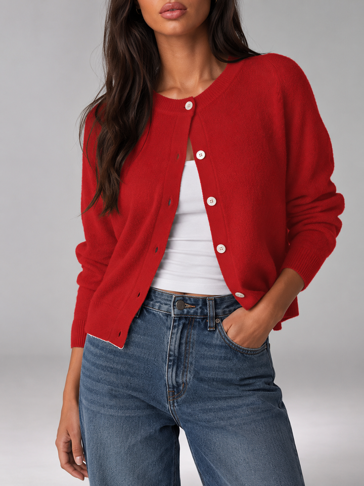 Fuzzy Knit Button-Through Cardigan