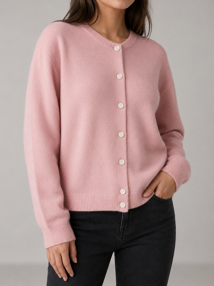 Fuzzy Knit Button-Through Cardigan