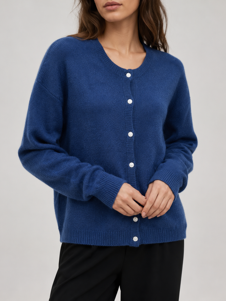 Fuzzy Knit Button-Through Cardigan