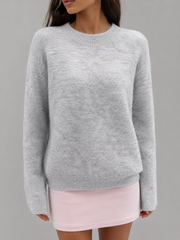 Fuzzy Knit Crew Neck Sweater