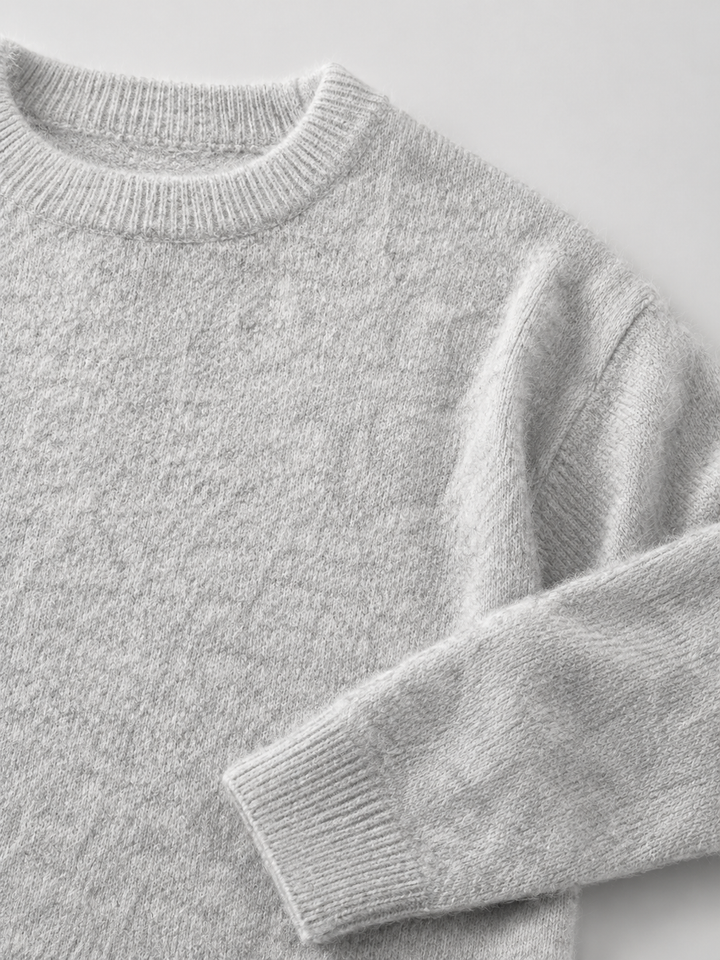 Fuzzy Knit Crew Neck Sweater