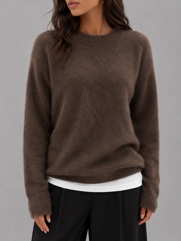 Fuzzy Knit Crew Neck Sweater