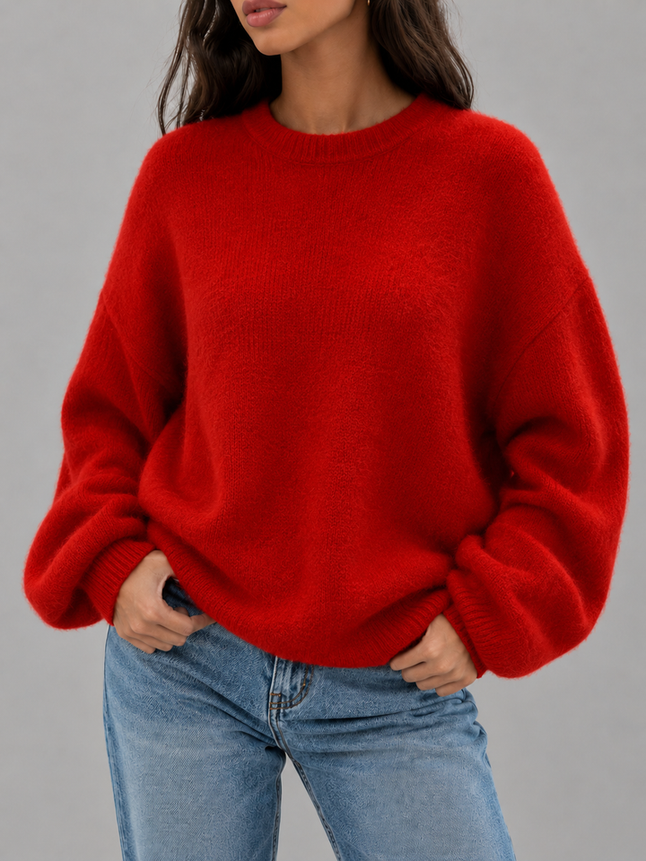 Fuzzy Knit Crew Neck Sweater