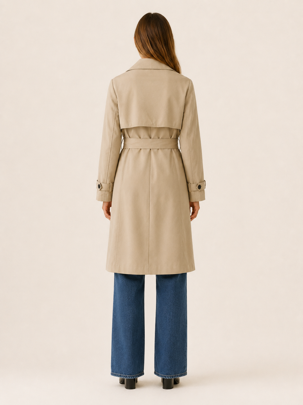Melisande™ | Long Double-Breasted Trench with Tie Waist