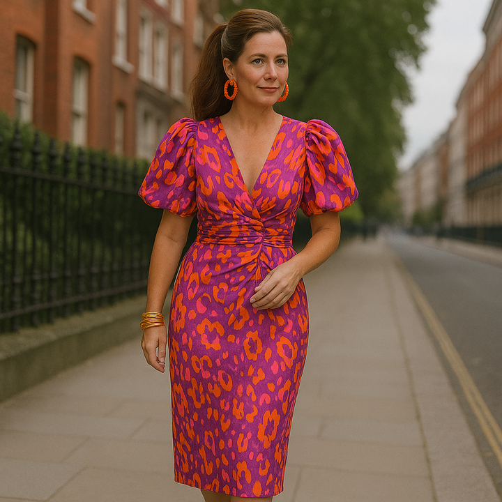Oranit™ | Colorful Dress with Pleated Sleeves