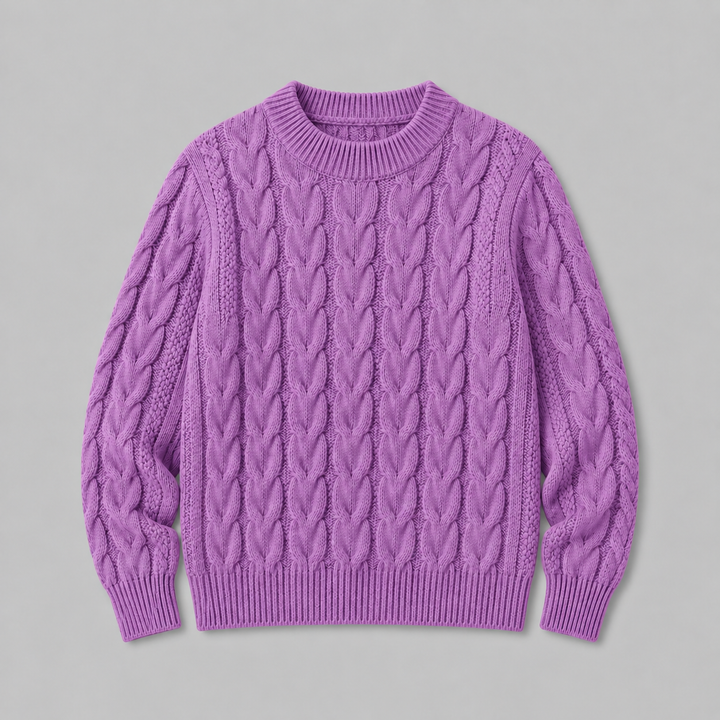 Rosalind™ | Cashmere Blend Textured Knit Sweater with Ribbed Trims