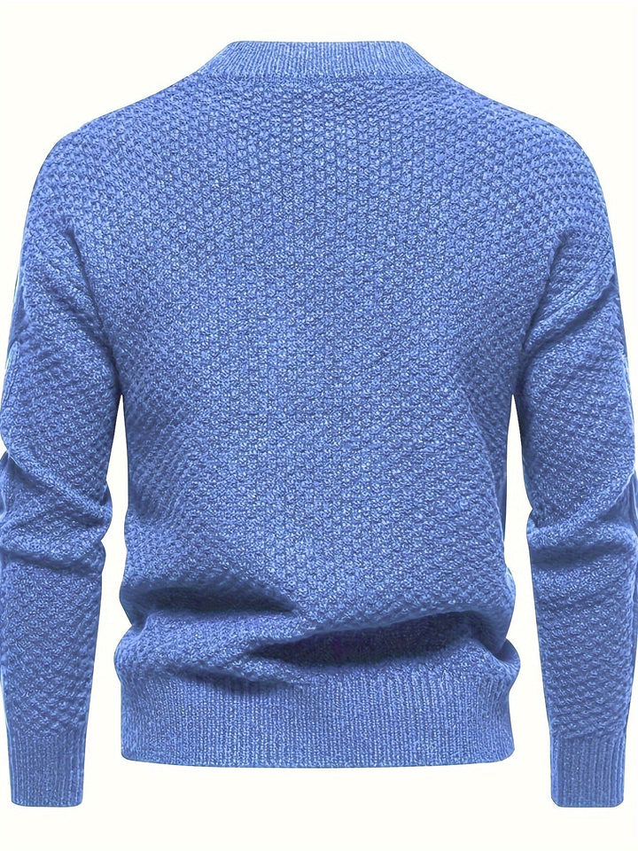 Jarvis™ | Men's Cable Front Crew Neck Sweater with Honeycomb Sleeves