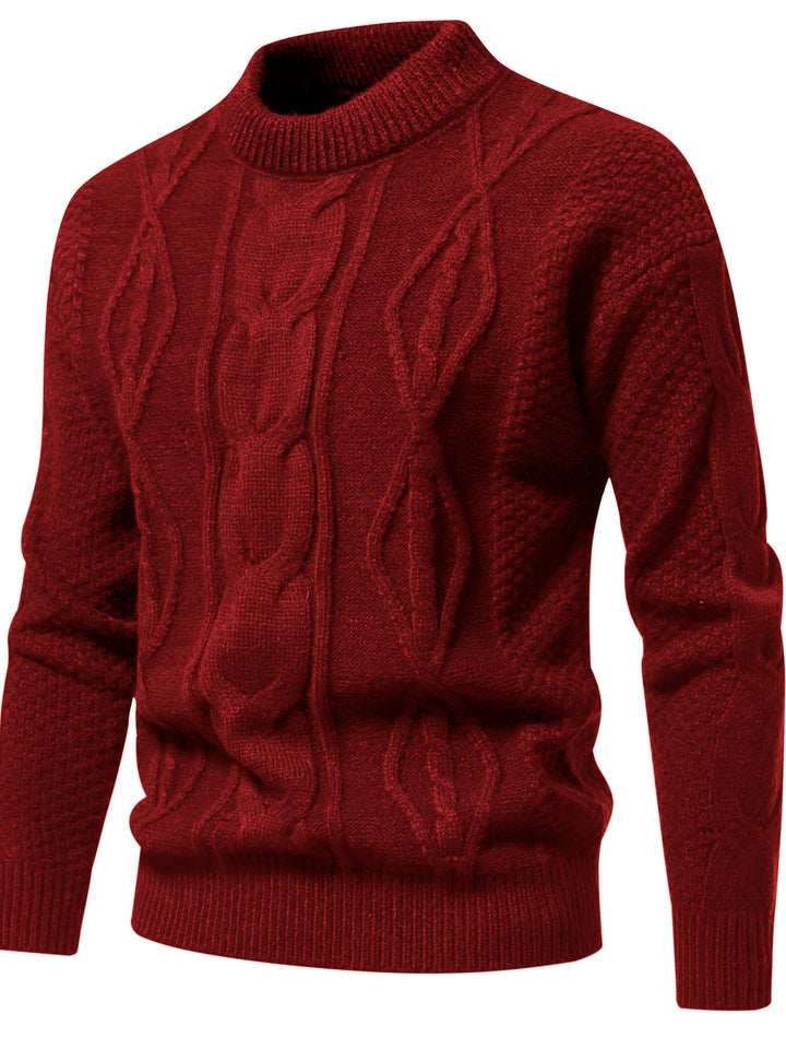 Jarvis™ | Men's Cable Front Crew Neck Sweater with Honeycomb Sleeves