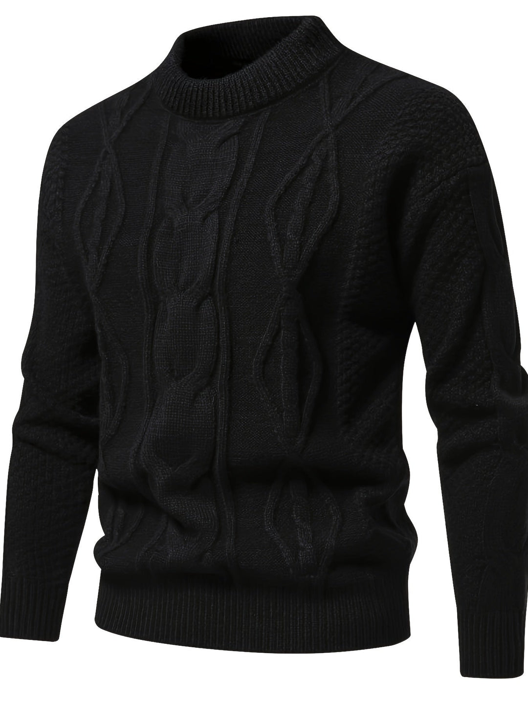 Jarvis™ | Men's Cable Front Crew Neck Sweater with Honeycomb Sleeves