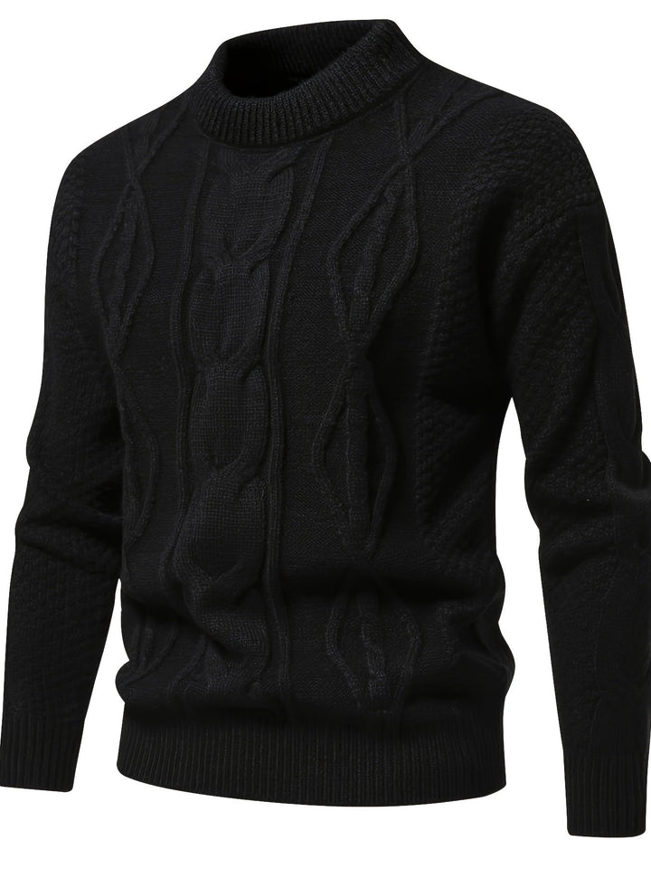 Jarvis™ | Men's Cable Front Crew Neck Sweater with Honeycomb Sleeves