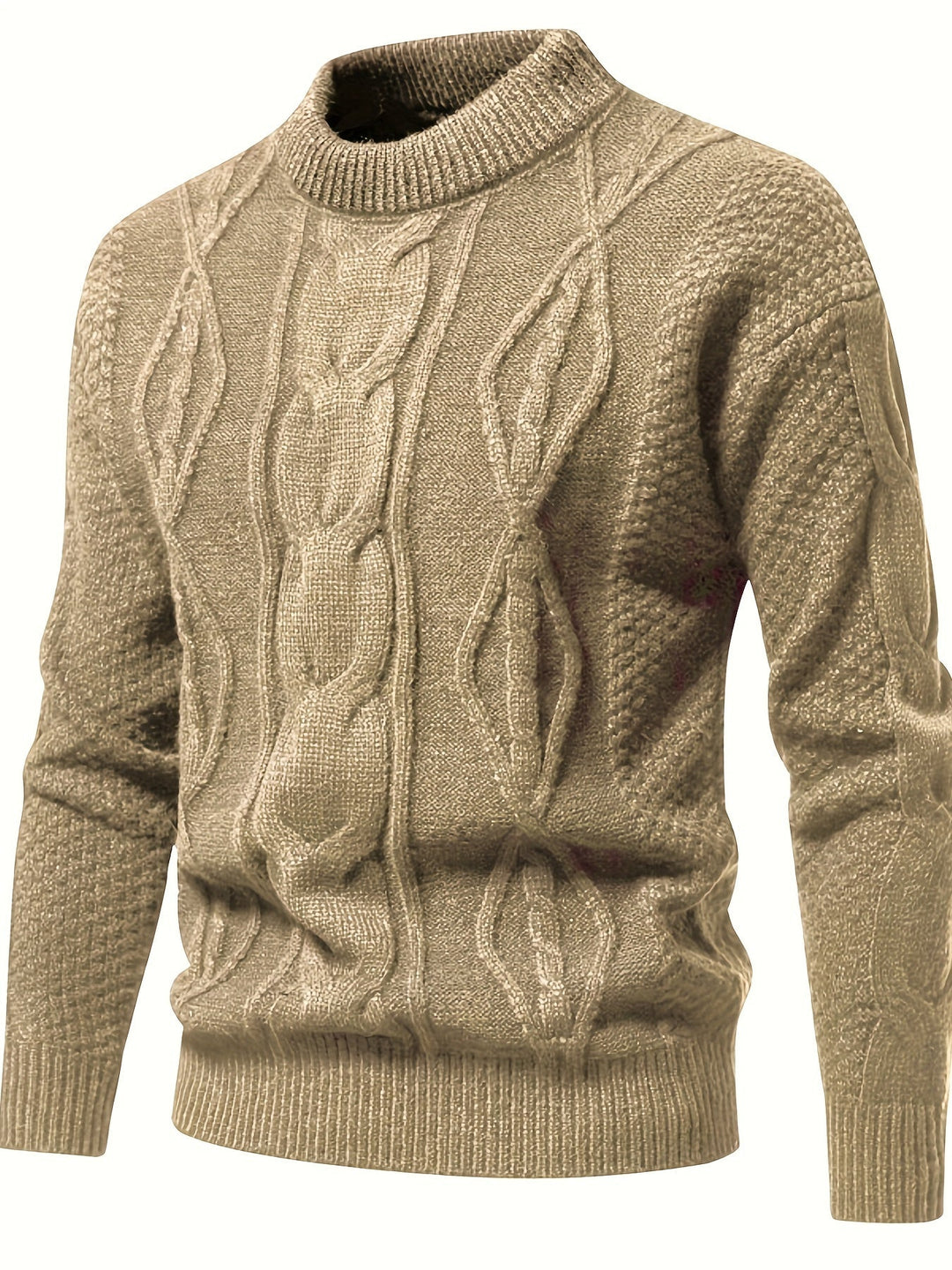 Jarvis™ | Men's Cable Front Crew Neck Sweater with Honeycomb Sleeves