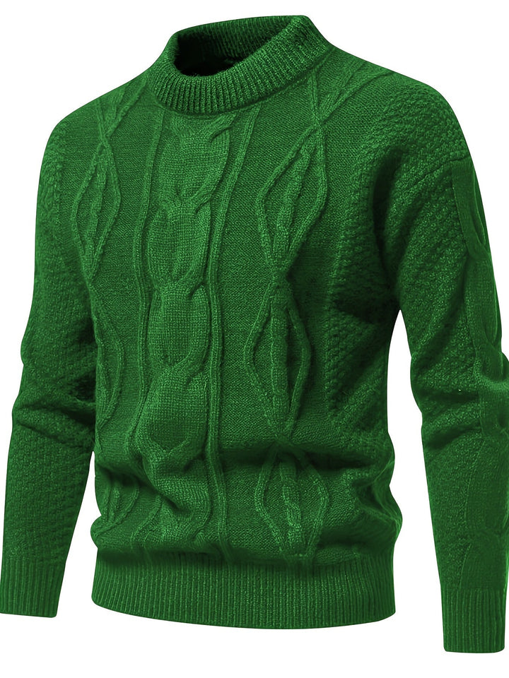 Jarvis™ | Men's Cable Front Crew Neck Sweater with Honeycomb Sleeves
