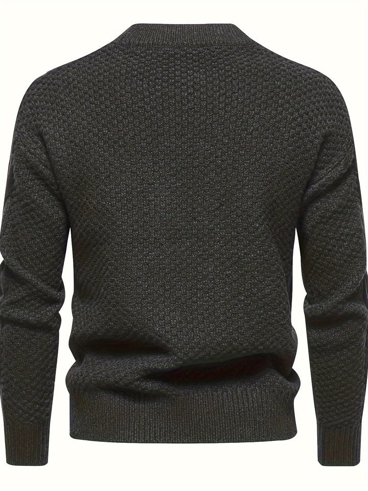 Jarvis™ | Men's Cable Front Crew Neck Sweater with Honeycomb Sleeves