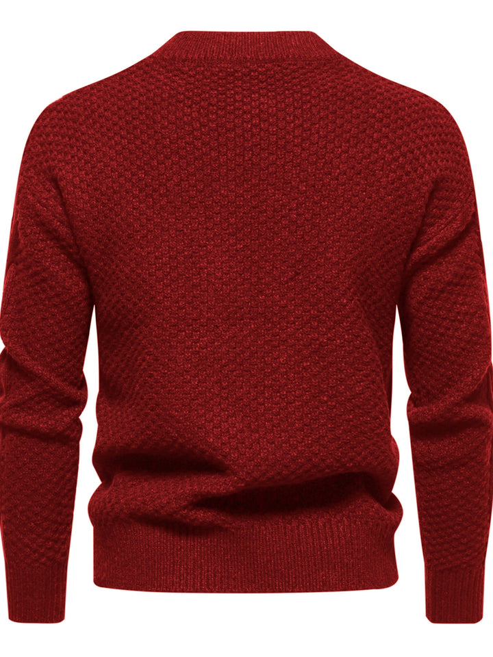 Jarvis™ | Men's Cable Front Crew Neck Sweater with Honeycomb Sleeves